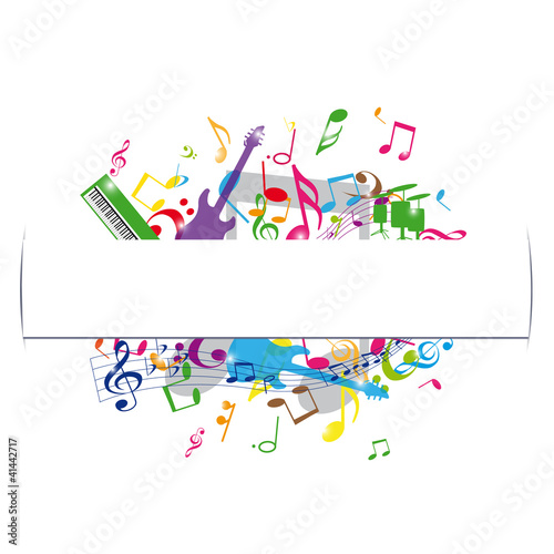 musique avec cadre central sur fond blanc