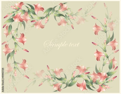 Fototapeta Naklejka Na Ścianę i Meble -  Greeting card with a lily.