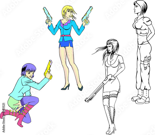 Armed girls with gun