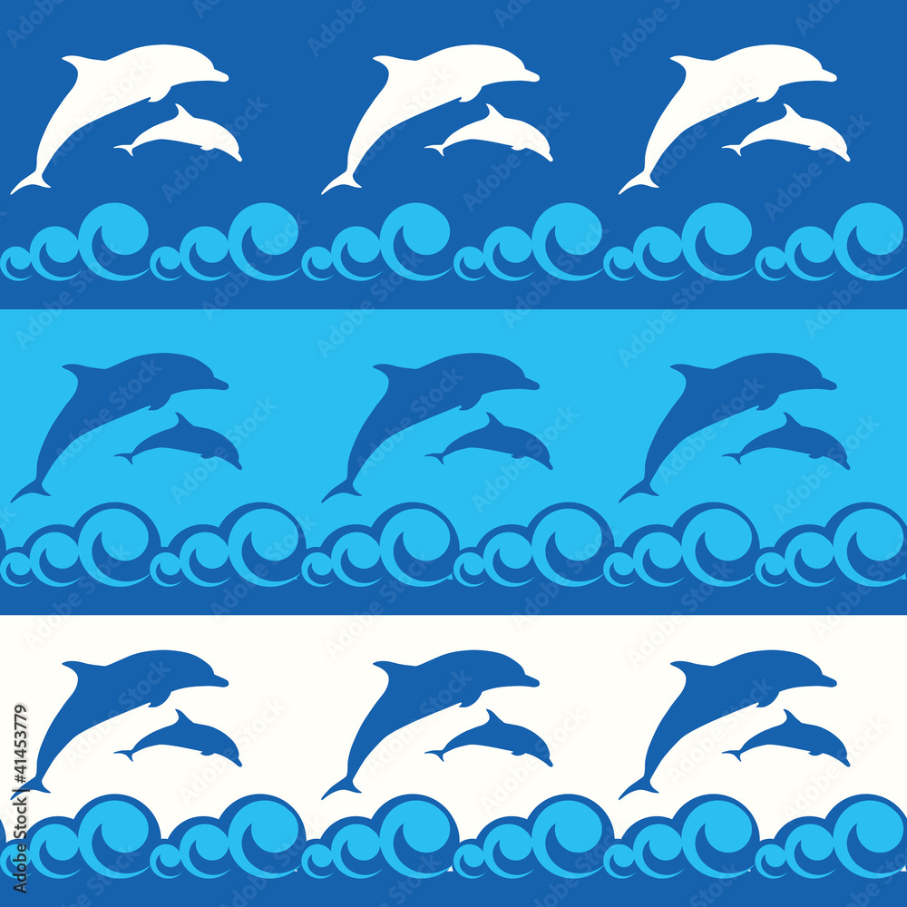 Obraz premium seamless pattern with dolphins