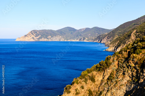 The Wild and Rocky Coast near Village of Corniglia in Cinque Ter