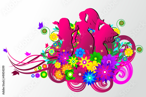 Girls dancing in the flowers