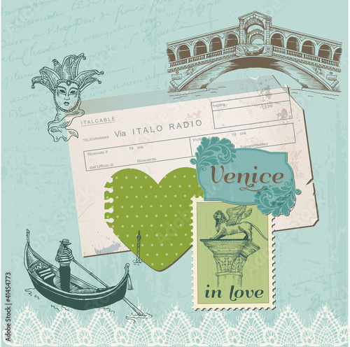 Scrapbook Design Elements - Venice Vintage Set -  in vector