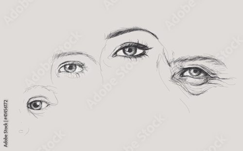 Human eye is changing in time / Realistic vector sketch