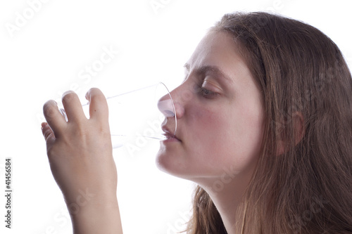 Woman's drinking water