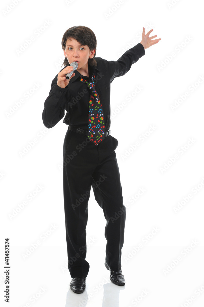 Obraz premium Little boy with microphone