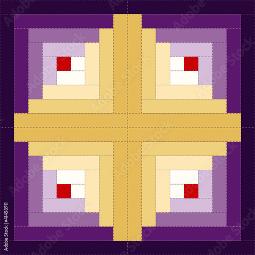 Quilt Block, Log Cabin Pattern, Barn Raising design variation