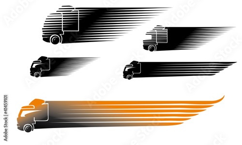 Symbolic image of a truck, in rapid motion.