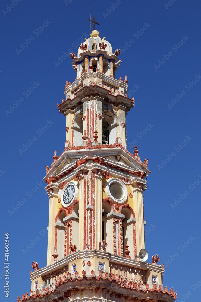 Kirchturm von Panormitis auf Symi, Griechenland Kirchturm von Panormitis auf Symi, Griechenland