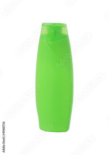 green shampoo bottle isolated on white background