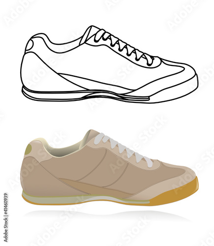 Sketch of casual shoe, sneakers.