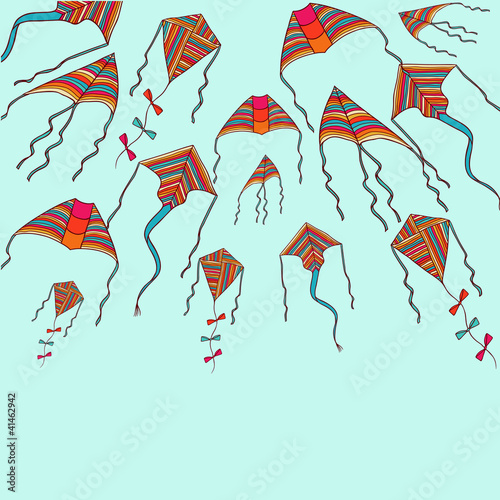 Vector kites for your design. Hand drawn illustration.