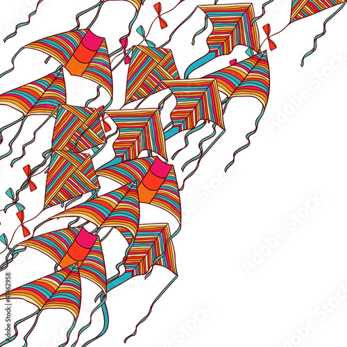 Vector kites for your design. Hand drawn illustration.