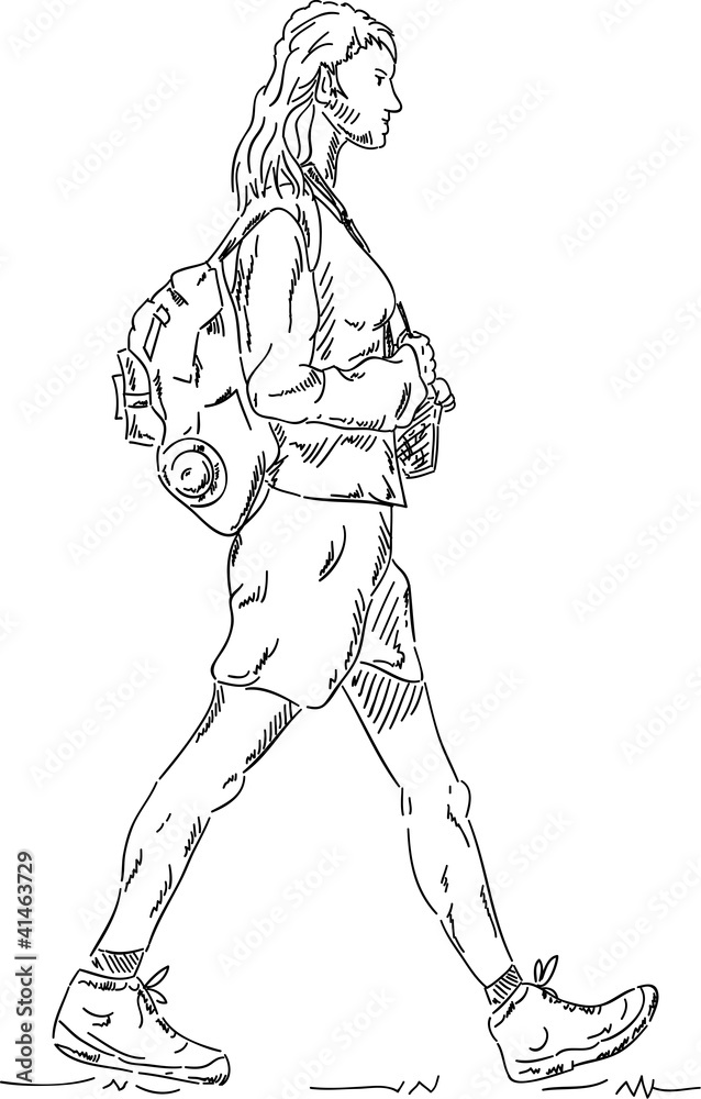 Fototapeta premium vector - woman on a trip, isolated on background