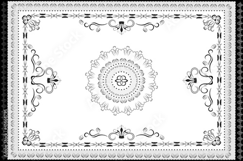 Vintage ornaments in oriental style carpet. Graphic