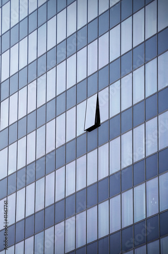 glass wall of skyscraper