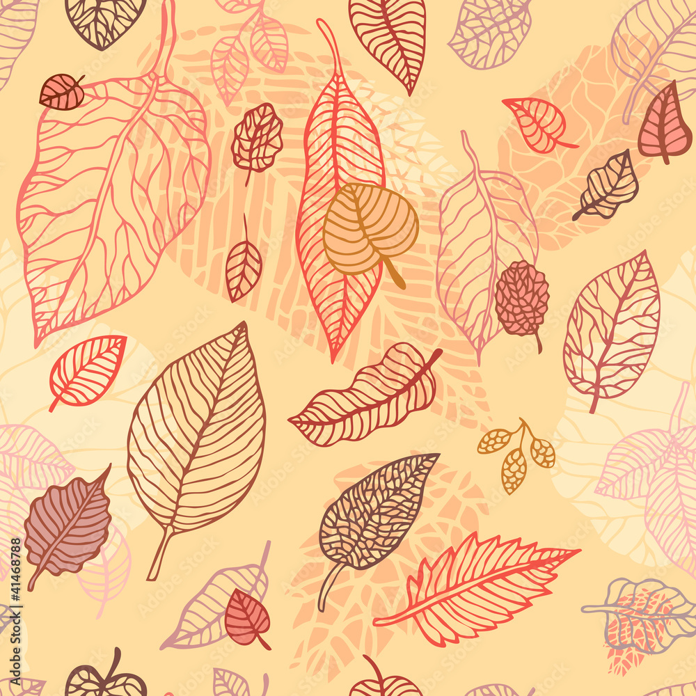 Autumn falling leaves  seamless background