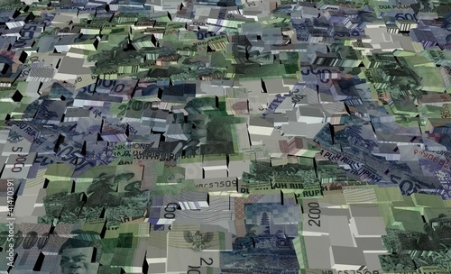Indonesian currency on blocks background illustration