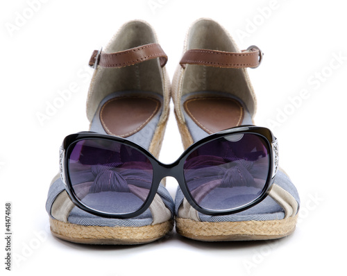 Sandal with sunglasses isolated
