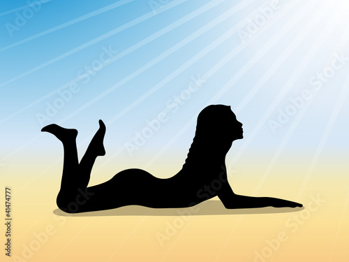 Attractive girl on sunny beach.