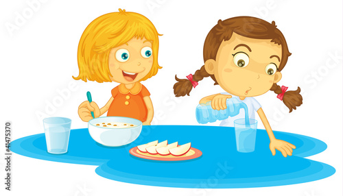 Kids having breakfast