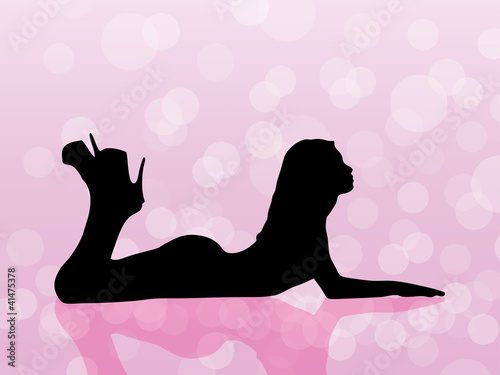 Beautiful girl on pink background.