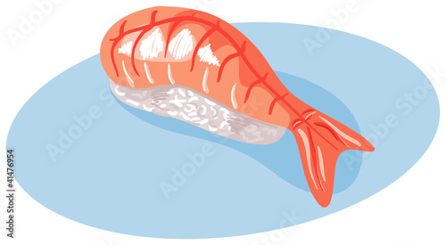 Vector susi with shrimp on a blue background