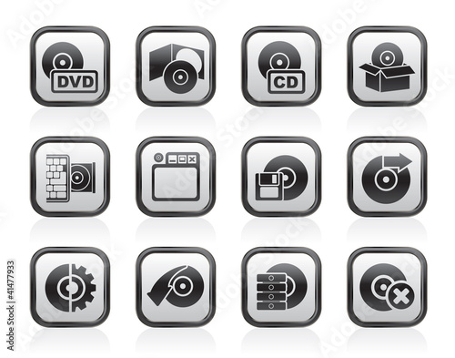 Computer Media and disk Icons - vector icon set