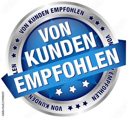 Button Banner "Von Kunden empfohlen" blau/silber