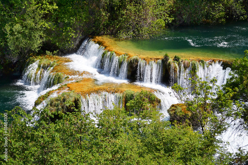Waterfalls on Krka River. National Park, Dalmatia, Croatia © monticellllo