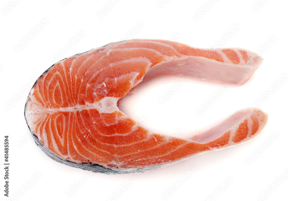 fresh salmon steak isolated on white fresh salmon steak isolated on white