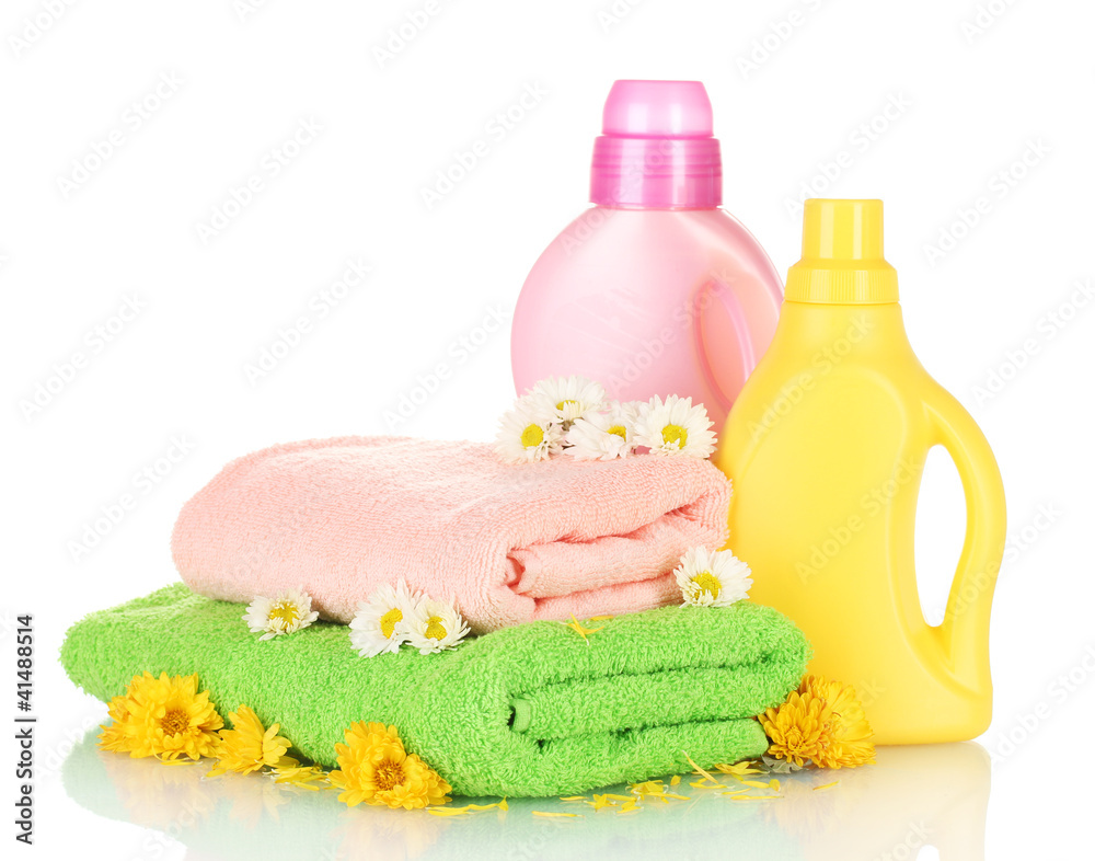 Towel and cleaning isolated on white Towel and cleaning isolated on white