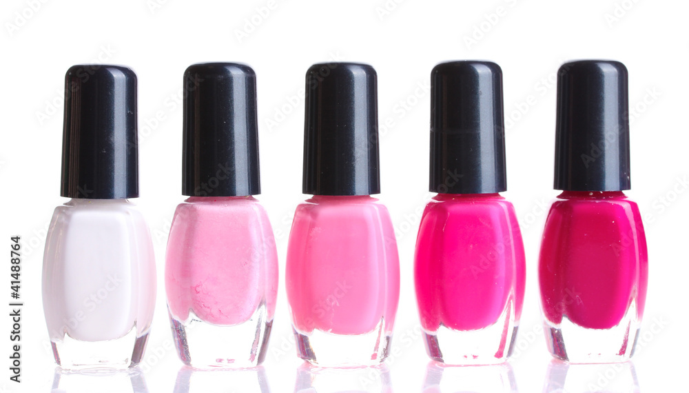 Group of nail polishes isolated on white Group of nail polishes isolated on white