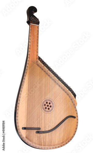 Retro bandura- Ukrainian musical instrument isolated on white