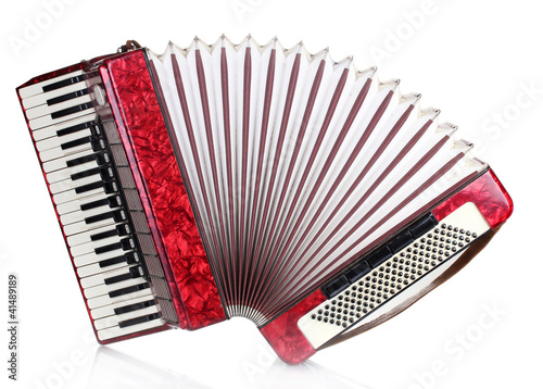 Cuadro en lienzo Retro accordion isolated on white