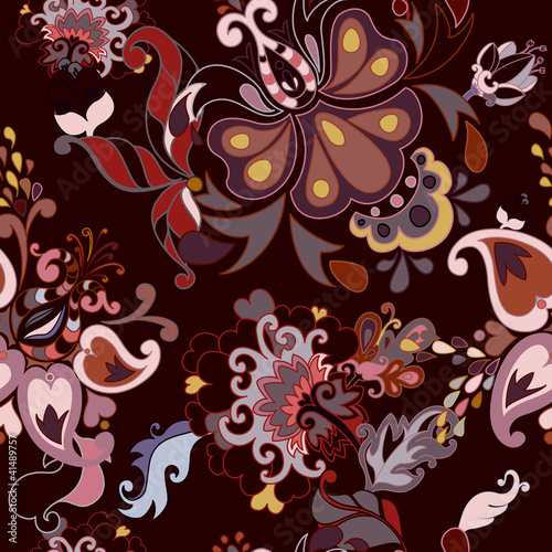 Abstract floral vector seamless pattern.