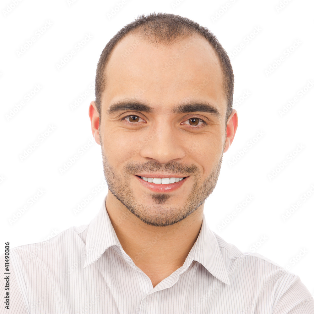 Obraz premium Handsome smiling man. Isolated over white background.