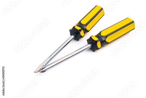 angle view of slotted screw driver & phillips screw driver