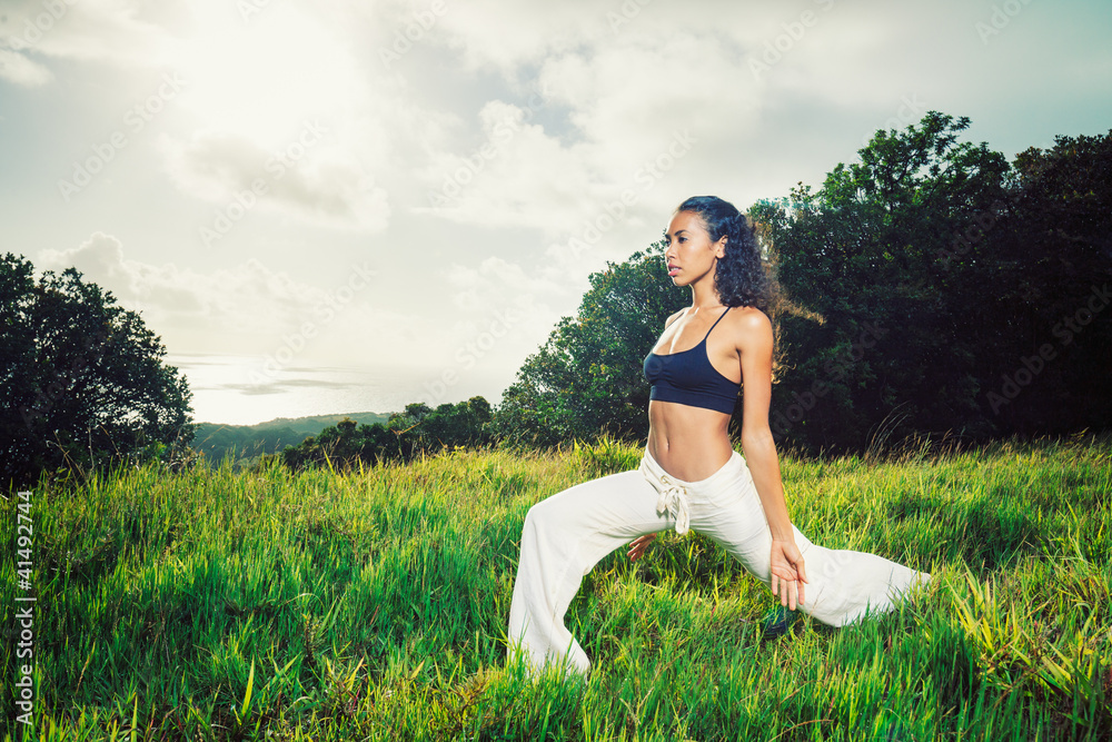 Beautiful Woman Practicing Yoga Outside in Nature Beautiful Woman Practicing Yoga Outside in Nature