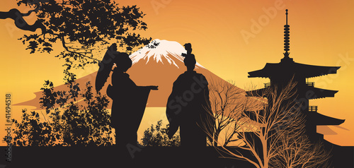 Geisha and Pagoda