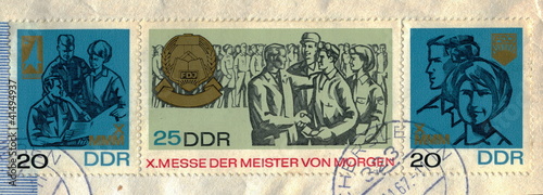 Canceled german stamps "Messe der Meister von Morgen"