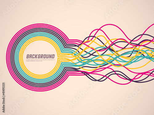 Colorful background with abstract ribbons. Vector illustration.