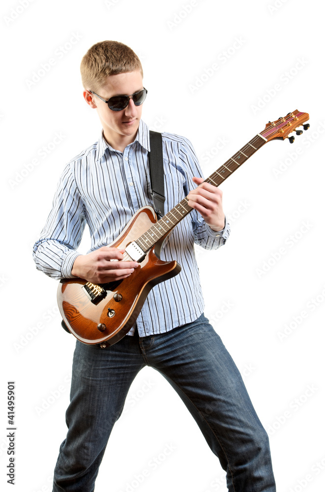 Guitar player playing his guitar