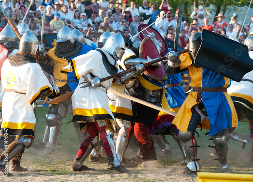 Medieval knights in battle