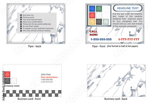 Marble flyer and business card design.