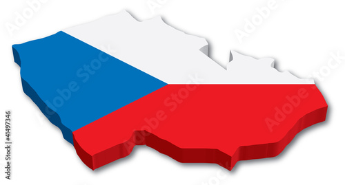 3D Czech map with flag