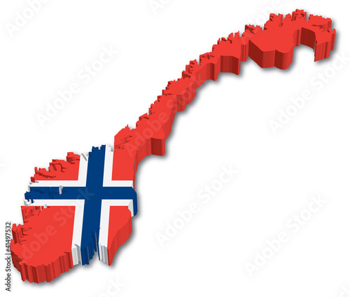 3D Norway map with flag