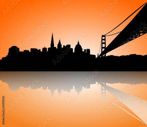 San Francisco Skyline Silhouette sunset