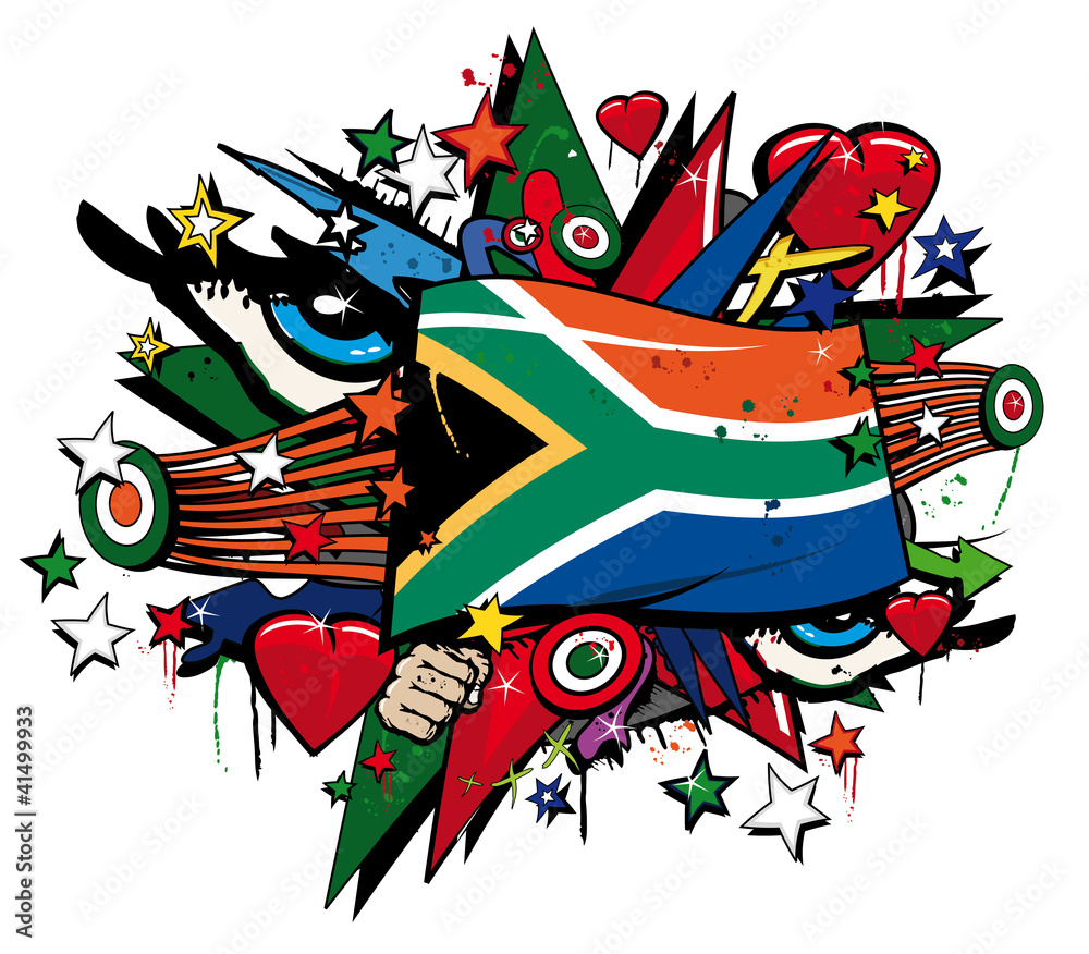 Republic of South Africa graffiti African pop art illustration