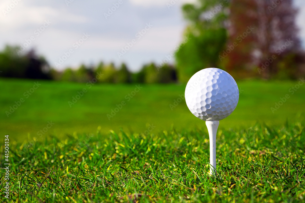 Golf ball on the beautiful golf course Golf ball on the beautiful golf course